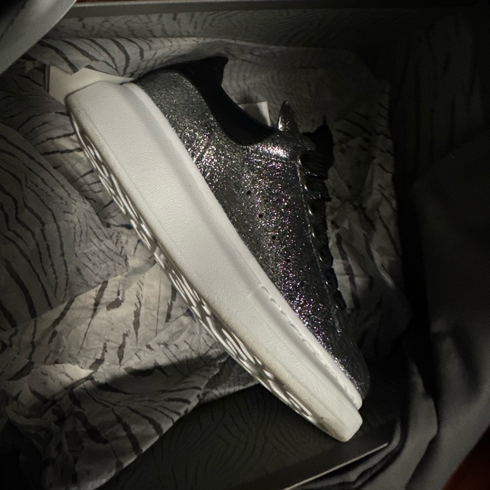 Silver and Black Alexander McQueen Women Sneaker